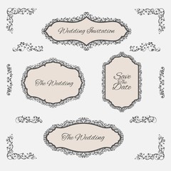 Decorative wedding badges in vintage design