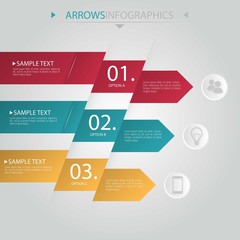 Flat arrow infographic in three colors