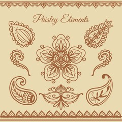 Hand drawn paisley elements