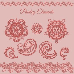 Pink sketches paisley elements