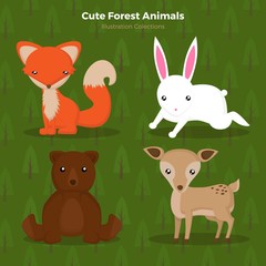 Lovely puppy animals set