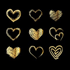Sketches golden hearts