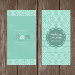 Green wedding card with cute abstract shapes