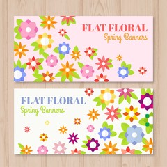 Flat colored flowers banners