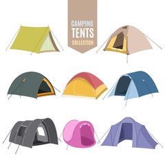 Hand drawn camping tent collection - 117826865