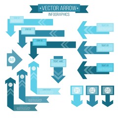Flat infographic arrows in blue tones