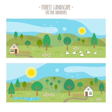 Beautiful spring landscapes banners