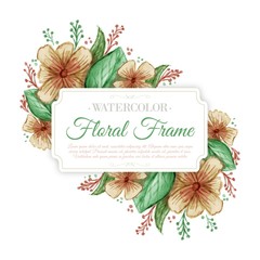 Watercolor floral frame in vintage style