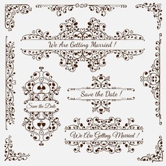 Hand drawn wedding decoration elements