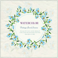 Watercolor blue daisies wreath