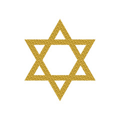 Vector illustration of Magen David with golden glitter. Star of David isolated on a white background