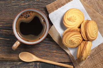 Fototapeta na wymiar Coffee cup with cookies