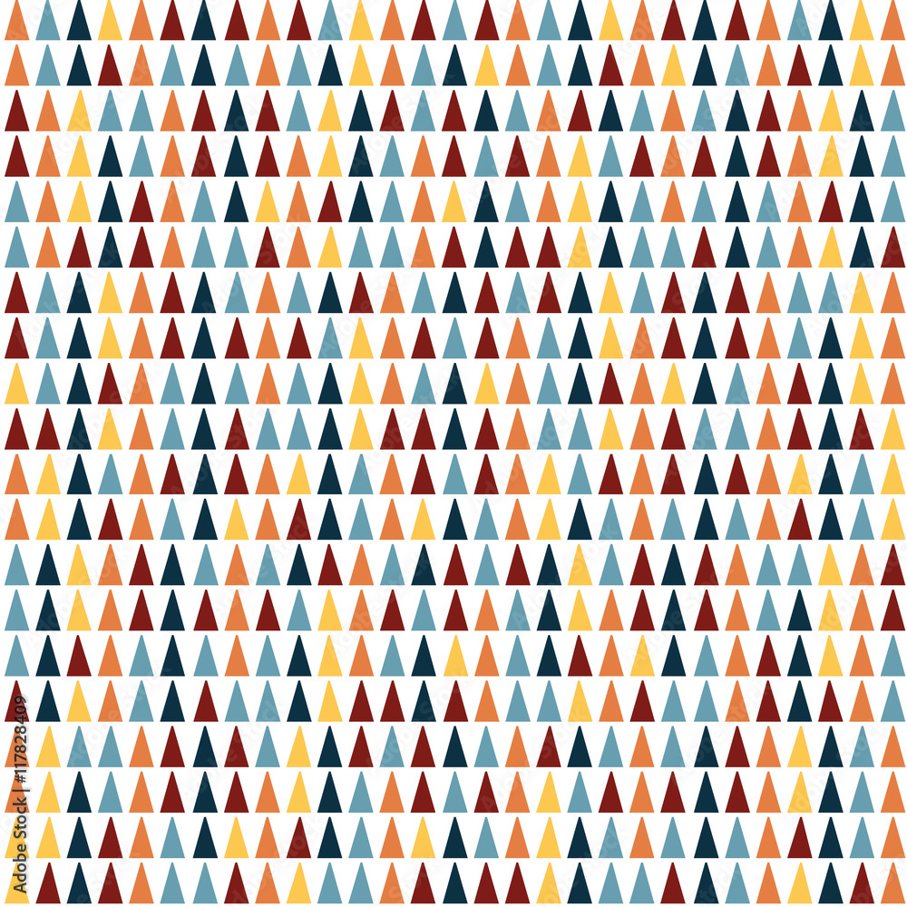 Poster simple retro geometric seamless pattern with triangles on white