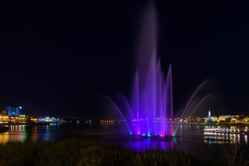 Fountain in Kazan city during a beautiful summer night.
