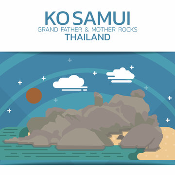 Ko Samui Rocks Poster Brochure Flyer design Layout vector