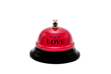 Red ring for love reception bell isolated on white. Love concept.
