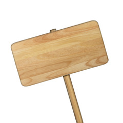 Wooden sign isolated on white.
