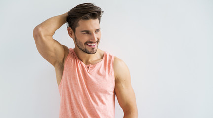 Sexy smiling male model