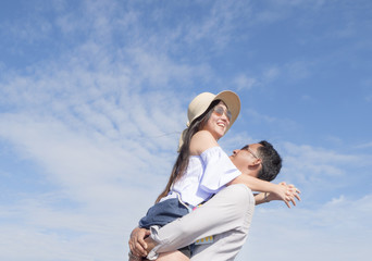 Romantic couple under blue sky 3