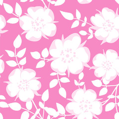 seamless flower background with wild roses, retro/vintage style