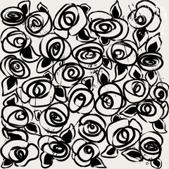 Fototapeta premium abstract floral pattern background, with paint strokes and splas