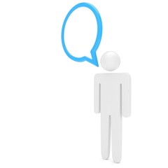 3d man with talk bubbles isolated over a white background. 3d rendering.