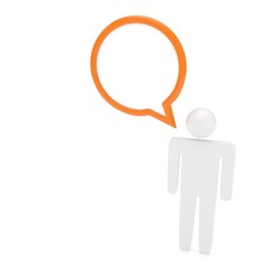 3d man with talk bubbles isolated over a white background. 3d rendering.