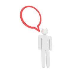 3d man with talk bubbles isolated over a white background. 3d rendering.