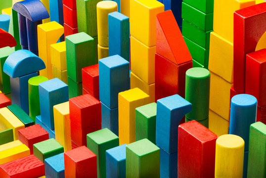 Blocks Toy Abstract Background, Organized Building Bricks