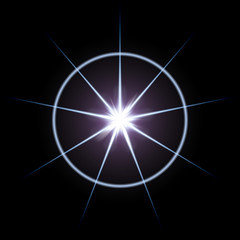 The eight pointed blue star and a large band of light around.