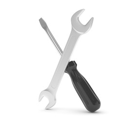 3D Illustration Wrench and screwdriver, service concept