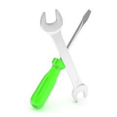 3D Illustration Wrench and screwdriver, service concept