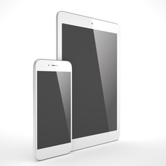 Tablet and smartphone on a white. 3d rendering.