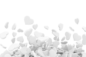 background made from many hearts. 3d rendering.