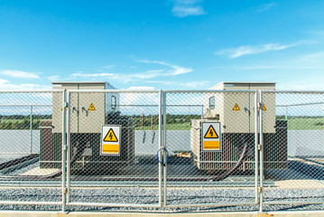 transformer on high power station. High voltage