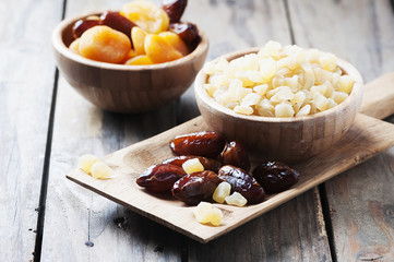 Mix of dried fruits on the table