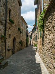Narrow street in Castelnuovo dell'Abate, Montalcino, Tuscany