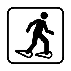 Snowshoeing icon. Flat vector illustration isolated on white background.