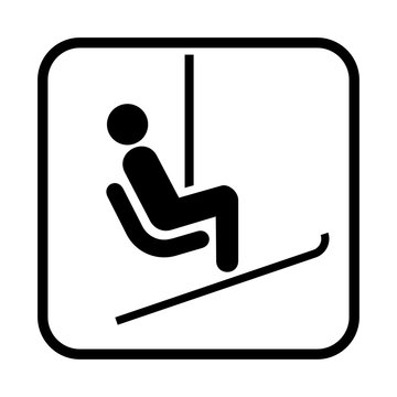 Ski resort elevator icon. Flat vector illustration isolated on white background.