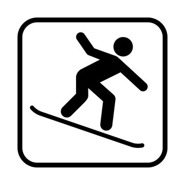 Snowboarding icon. Flat vector illustration isolated on white background.