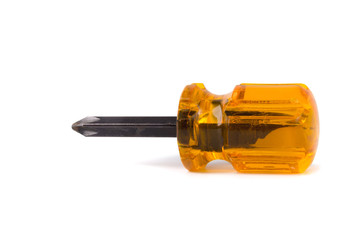 Orange short screwdriver isolated