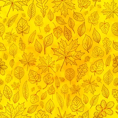 Behang Autumn leaves seamless pattern background vector © maribom