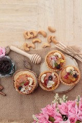 Mini almond nuts,fruit tart is delicious.