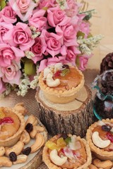 Mini almond nuts,fruit tart is delicious.