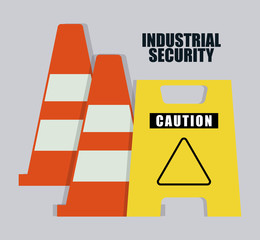 Cone and road sign icon. Industrial Security. Colorfull Vector illustration