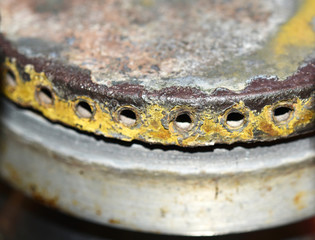 Old and rusty gas system for cooking