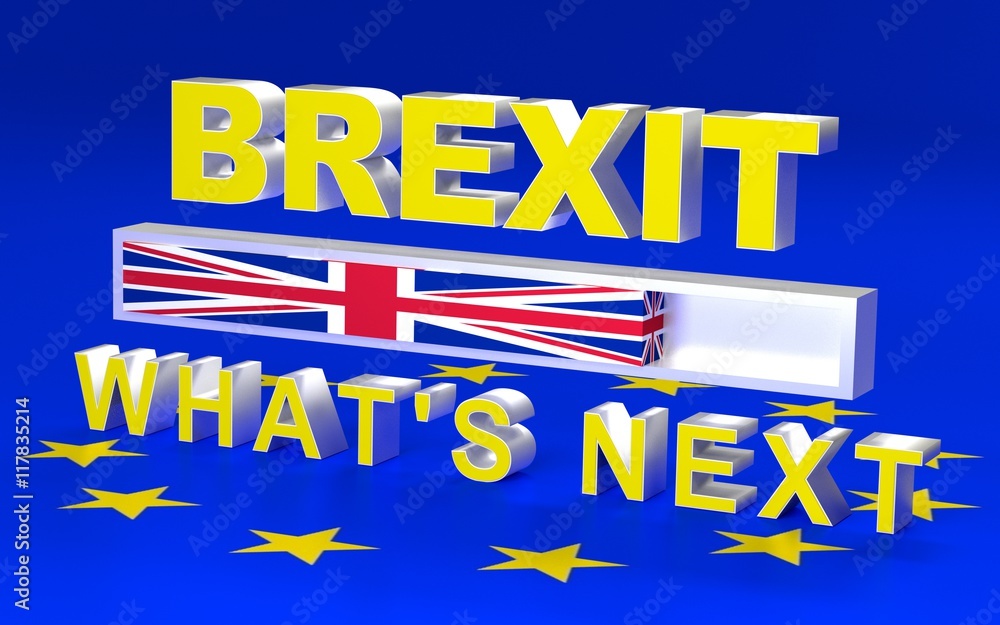 Fototapete the text and loading bar symbolize gb leaving eu. text written brexit what's next. 3d rendering