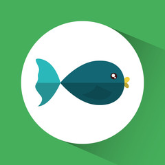 Fish cartoon over circle icon. Sea lifestyle. Colorfull Vector illustration