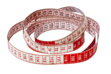 Isolated Red and White Dressmaking Tape Measure