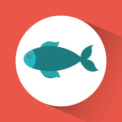 Fish cartoon over circle icon. Sea lifestyle. Colorfull Vector illustration